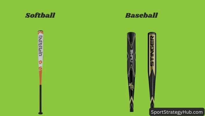 Bat Designs for Baseball vs Softball.
A baseball bat and a softball bat