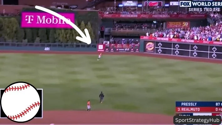 Picture is showing center fielder in baseball ground